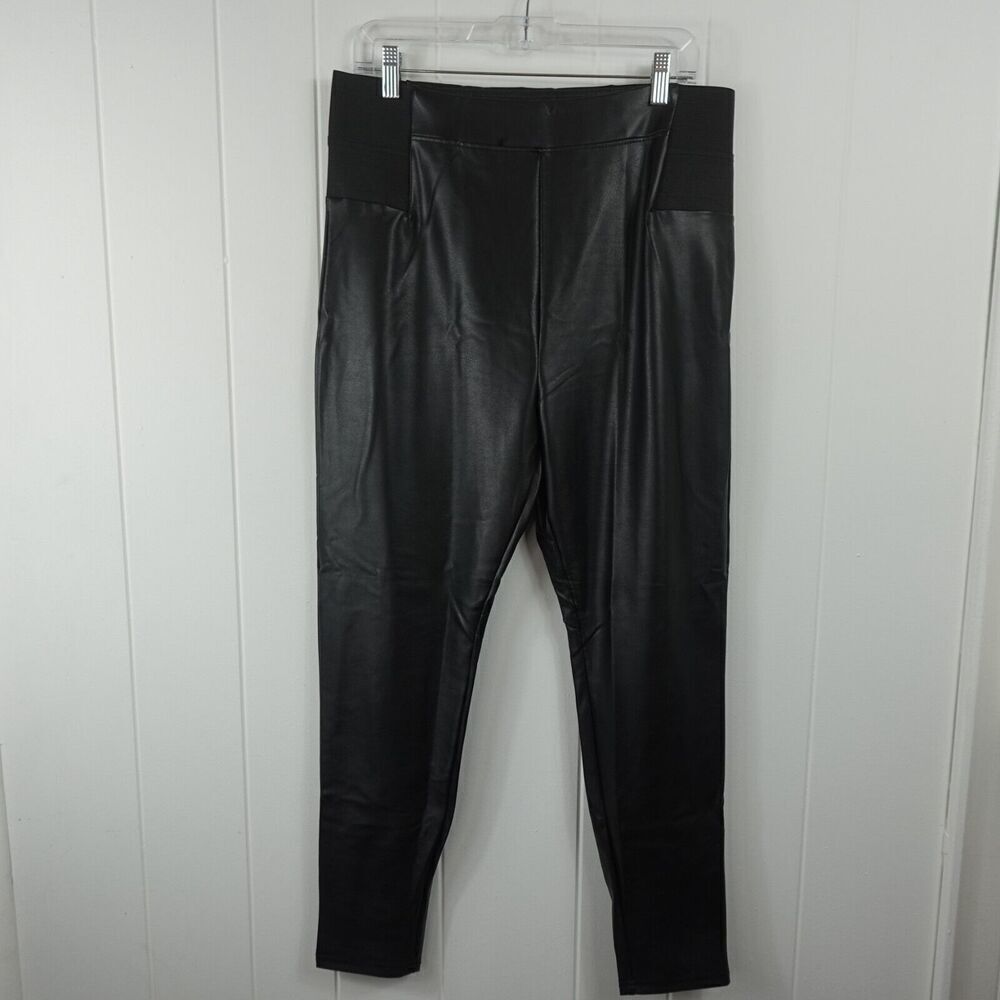 A New Day Womens Black Faux Leather Pants X-Large